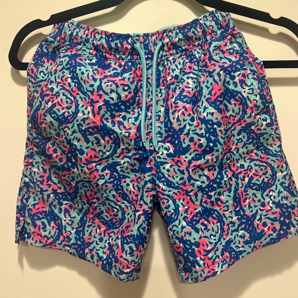 Peter Millar Boys Swim Trunks, size S, hammerhead shark print